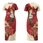 Sulphur-crested Cockatoo Christmas Australia Couples Matching Short Sleeve Bodycon Dress and Long Sleeve Button Shirt Aussie Xmas Sock Coquette Bow