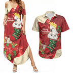Sulphur-crested Cockatoo Christmas Australia Couples Matching Summer Maxi Dress and Hawaiian Shirt Aussie Xmas Sock Coquette Bow