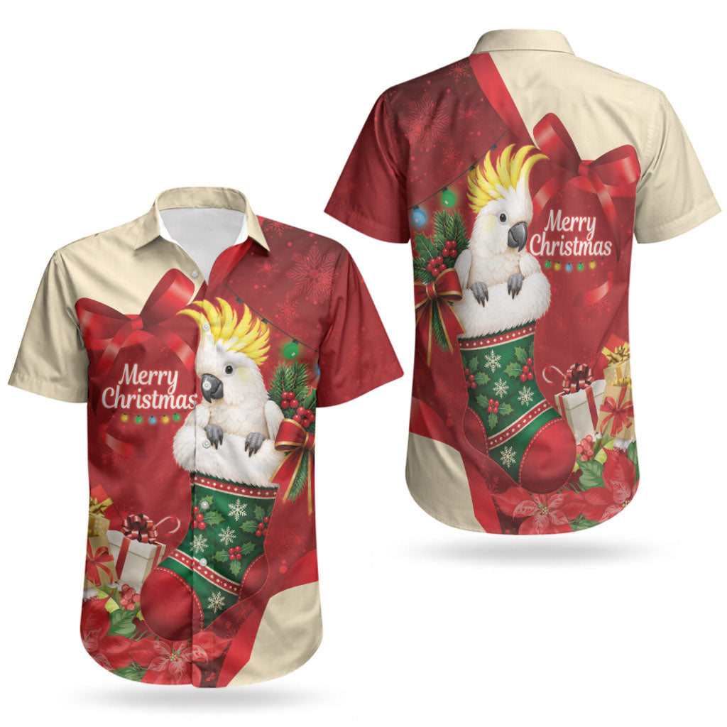 Sulphur-crested Cockatoo Christmas Australia Couples Matching Summer Maxi Dress and Hawaiian Shirt Aussie Xmas Sock Coquette Bow