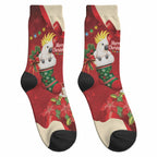 Sulphur-crested Cockatoo Christmas Australia Crew Socks Aussie Xmas Sock Coquette Bow