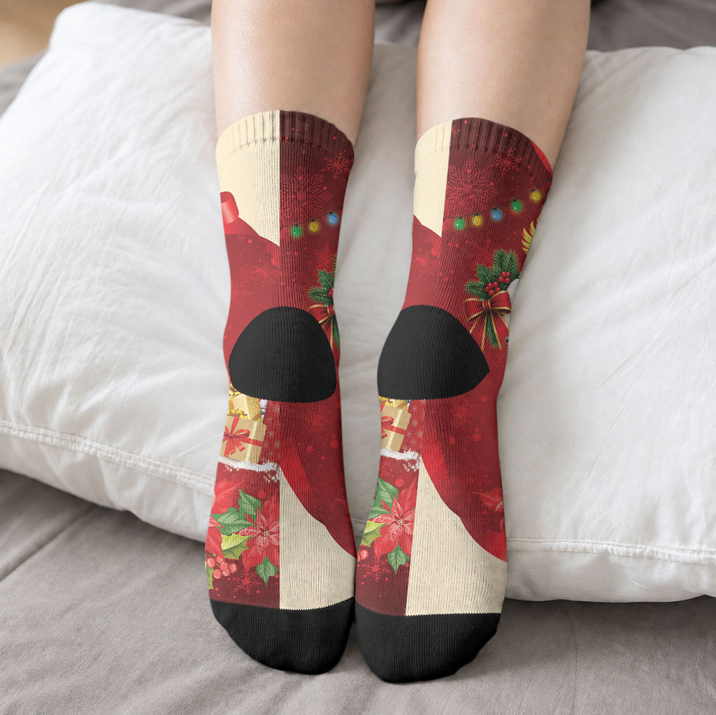 Sulphur-crested Cockatoo Christmas Australia Crew Socks Aussie Xmas Sock Coquette Bow