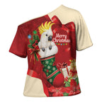 Sulphur-crested Cockatoo Christmas Australia Cross Shoulder Shirt Aussie Xmas Sock Coquette Bow