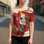 Sulphur-crested Cockatoo Christmas Australia Cross Shoulder Shirt Aussie Xmas Sock Coquette Bow