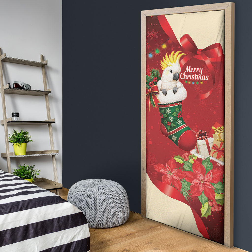 Sulphur-crested Cockatoo Christmas Australia Door Cover Aussie Xmas Sock Coquette Bow