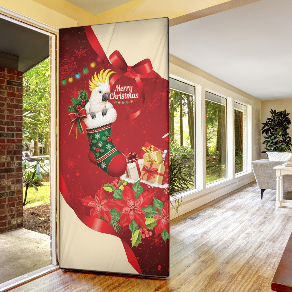 Sulphur-crested Cockatoo Christmas Australia Door Cover Aussie Xmas Sock Coquette Bow