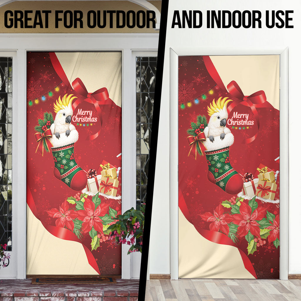 Sulphur-crested Cockatoo Christmas Australia Door Cover Aussie Xmas Sock Coquette Bow
