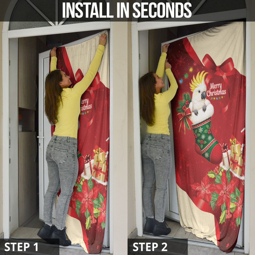 Sulphur-crested Cockatoo Christmas Australia Door Cover Aussie Xmas Sock Coquette Bow
