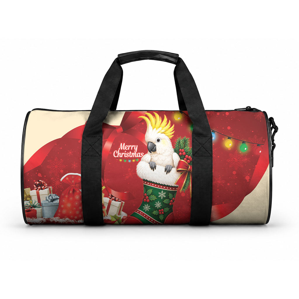 Sulphur-crested Cockatoo Christmas Australia Duffle Bag Aussie Xmas Sock Coquette Bow