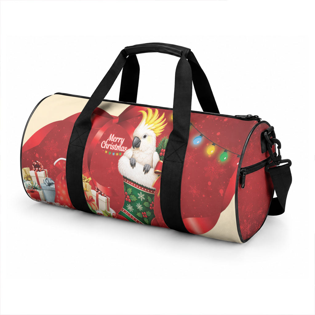 Sulphur-crested Cockatoo Christmas Australia Duffle Bag Aussie Xmas Sock Coquette Bow