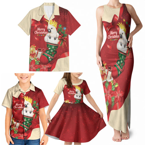 Sulphur-crested Cockatoo Christmas Australia Family Matching Tank Maxi Dress and Hawaiian Shirt Aussie Xmas Sock Coquette Bow