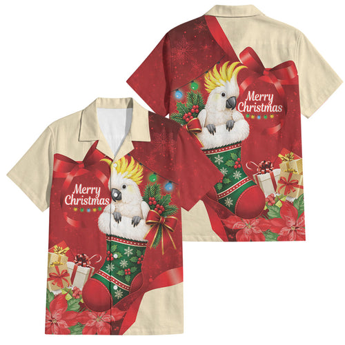 Sulphur-crested Cockatoo Christmas Australia Family Matching Tank Maxi Dress and Hawaiian Shirt Aussie Xmas Sock Coquette Bow