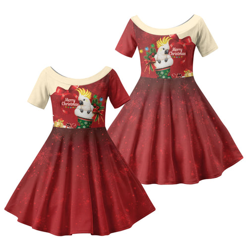 Sulphur-crested Cockatoo Christmas Australia Family Matching Tank Maxi Dress and Hawaiian Shirt Aussie Xmas Sock Coquette Bow