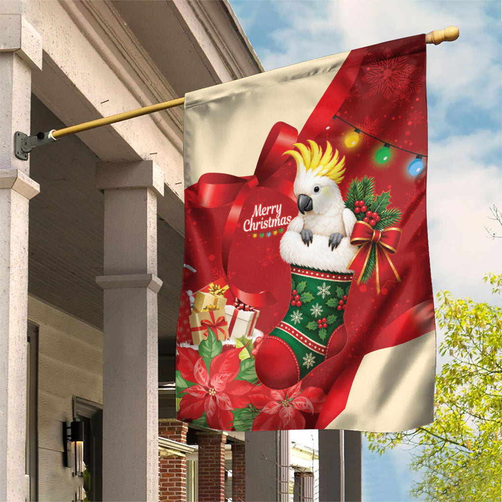 Sulphur-crested Cockatoo Christmas Australia Garden Flag Aussie Xmas Sock Coquette Bow