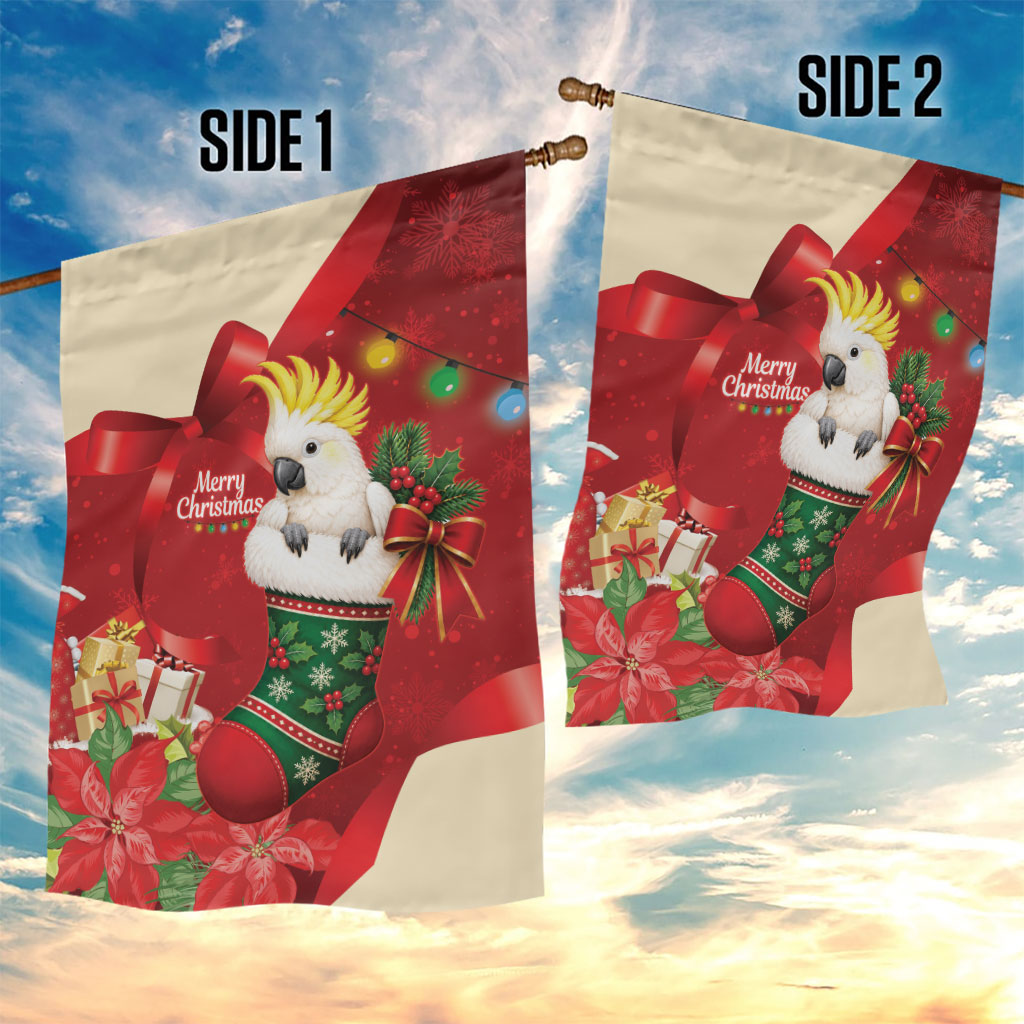 Sulphur-crested Cockatoo Christmas Australia Garden Flag Aussie Xmas Sock Coquette Bow