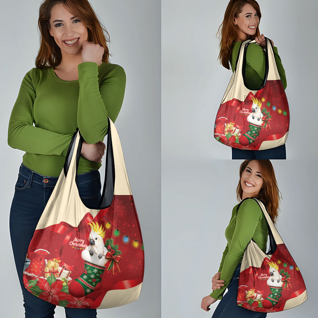 Sulphur-crested Cockatoo Christmas Australia Grocery Bag Aussie Xmas Sock Coquette Bow