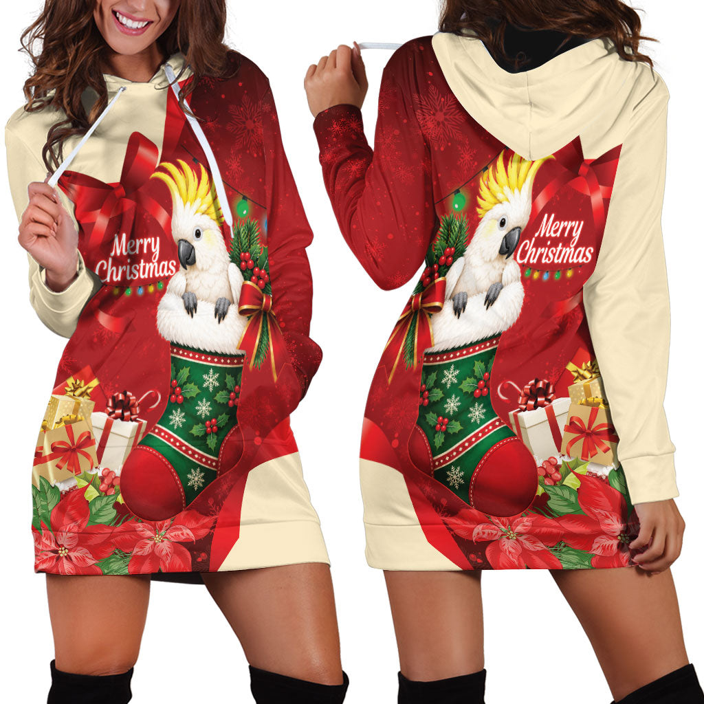Sulphur-crested Cockatoo Christmas Australia Hoodie Dress Aussie Xmas Sock Coquette Bow