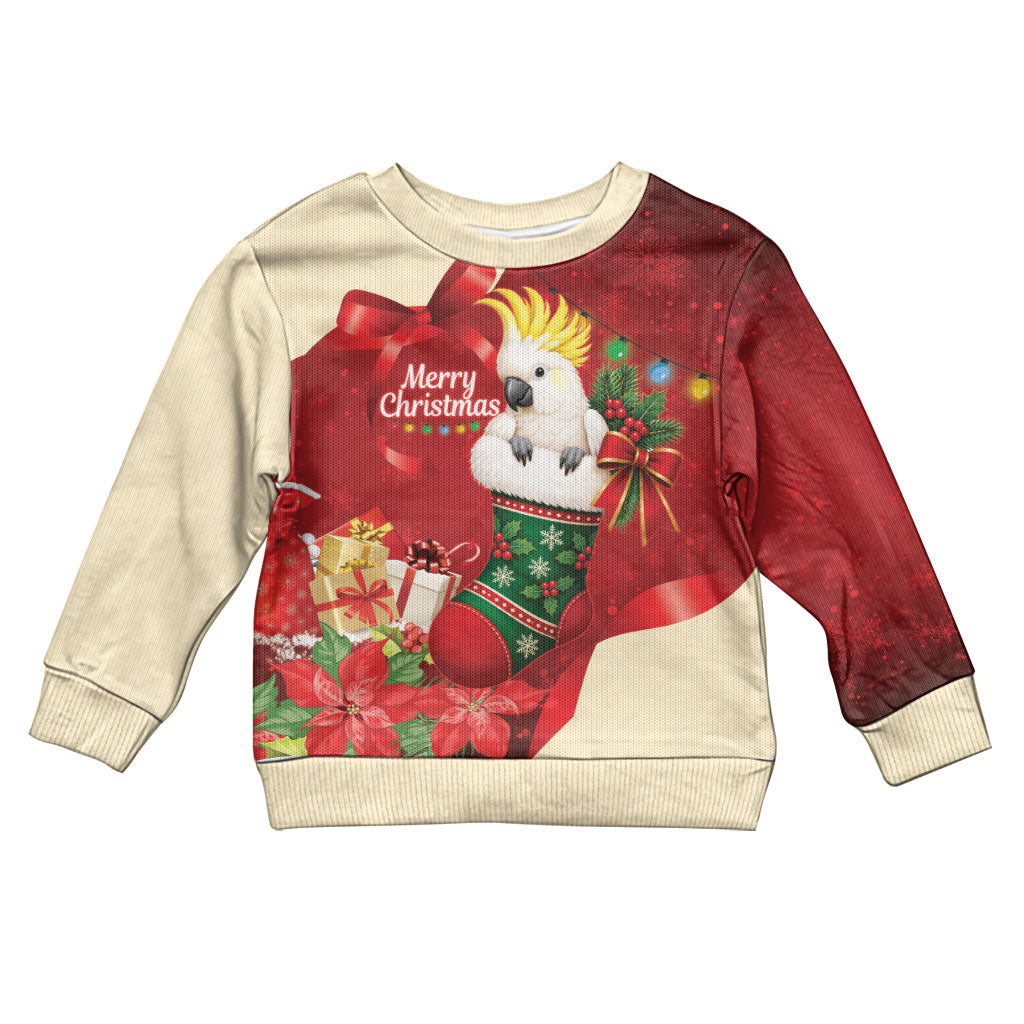Sulphur-crested Cockatoo Christmas Australia Kid Ugly Christmas Sweater Aussie Xmas Sock Coquette Bow