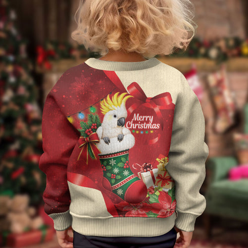 Sulphur-crested Cockatoo Christmas Australia Kid Ugly Christmas Sweater Aussie Xmas Sock Coquette Bow