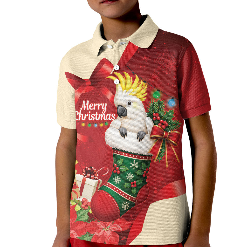 Sulphur-crested Cockatoo Christmas Australia Kid Polo Shirt Aussie Xmas Sock Coquette Bow
