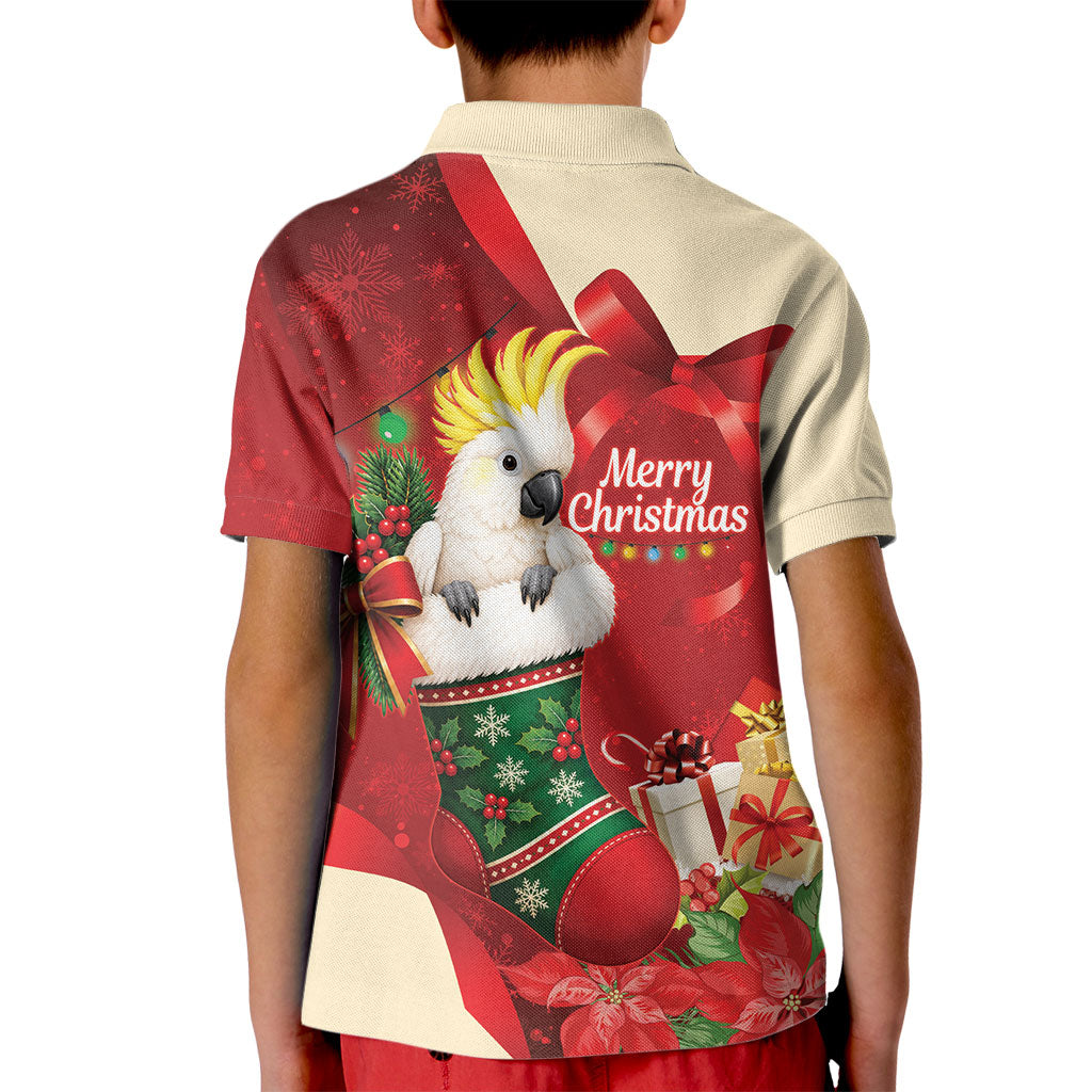 Sulphur-crested Cockatoo Christmas Australia Kid Polo Shirt Aussie Xmas Sock Coquette Bow