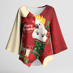 Sulphur-crested Cockatoo Christmas Australia Kimono Sleeve Blouse Aussie Xmas Sock Coquette Bow