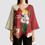 Sulphur-crested Cockatoo Christmas Australia Kimono Sleeve Blouse Aussie Xmas Sock Coquette Bow