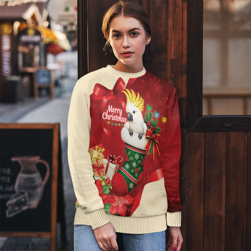 Sulphur-crested Cockatoo Christmas Australia Ugly Christmas Sweater Aussie Xmas Sock Coquette Bow