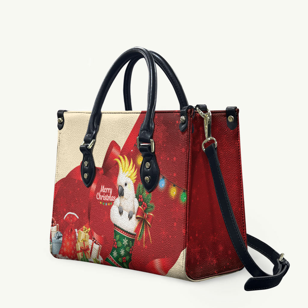 Sulphur-crested Cockatoo Christmas Australia Leather Bag Aussie Xmas Sock Coquette Bow