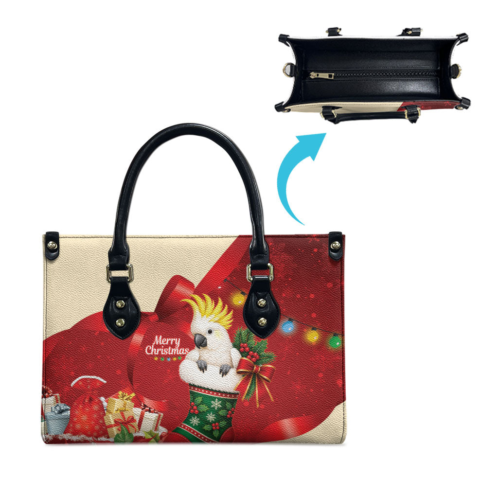 Sulphur-crested Cockatoo Christmas Australia Leather Bag Aussie Xmas Sock Coquette Bow