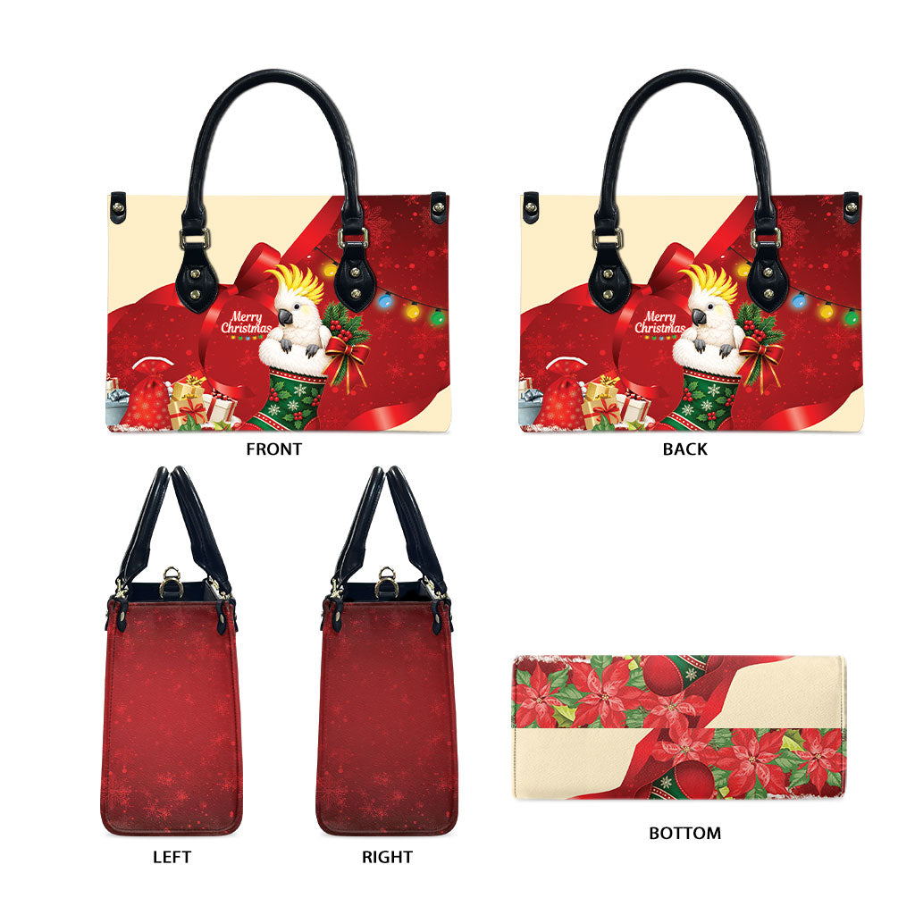 Sulphur-crested Cockatoo Christmas Australia Leather Bag Aussie Xmas Sock Coquette Bow