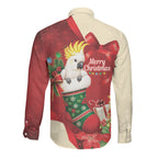 Sulphur-crested Cockatoo Christmas Australia Long Sleeve Button Shirt Aussie Xmas Sock Coquette Bow