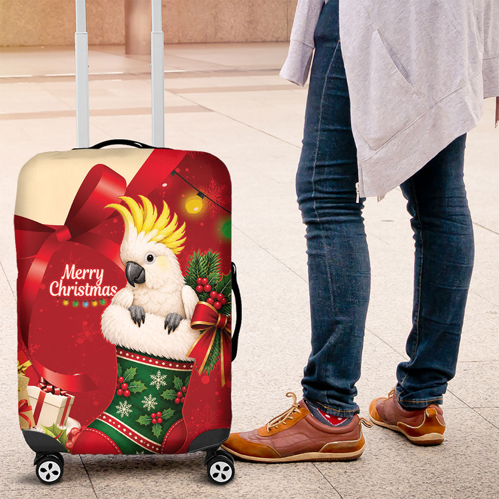 Sulphur-crested Cockatoo Christmas Australia Luggage Cover Aussie Xmas Sock Coquette Bow