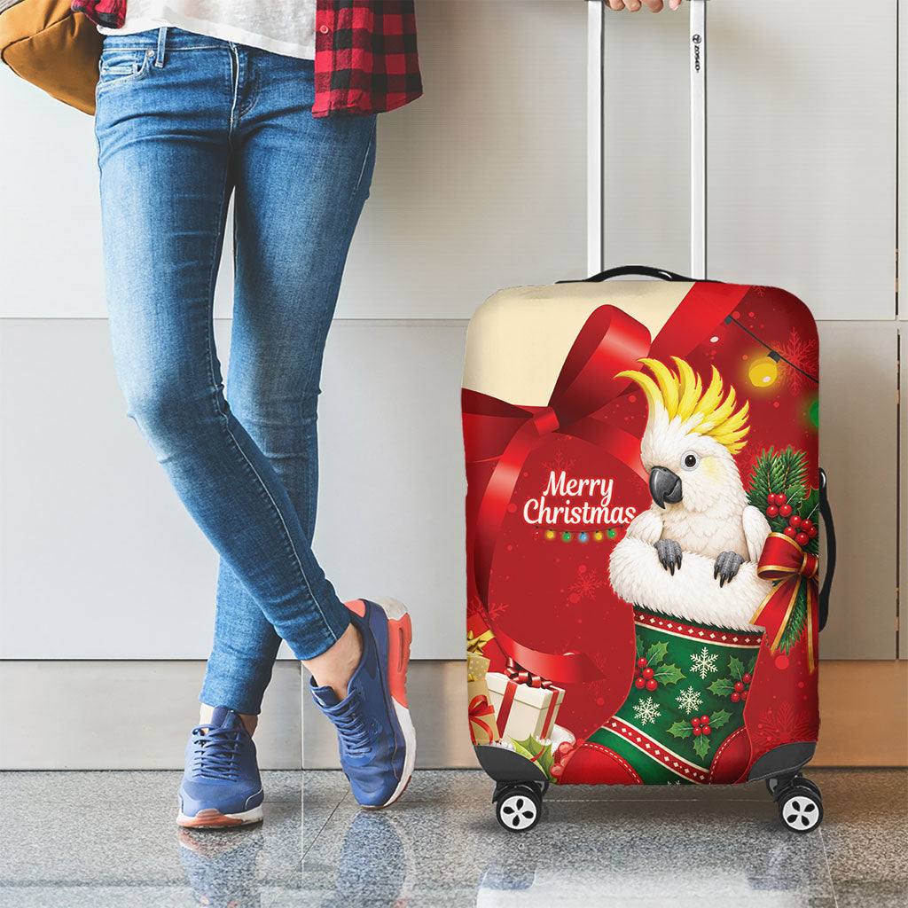 Sulphur-crested Cockatoo Christmas Australia Luggage Cover Aussie Xmas Sock Coquette Bow