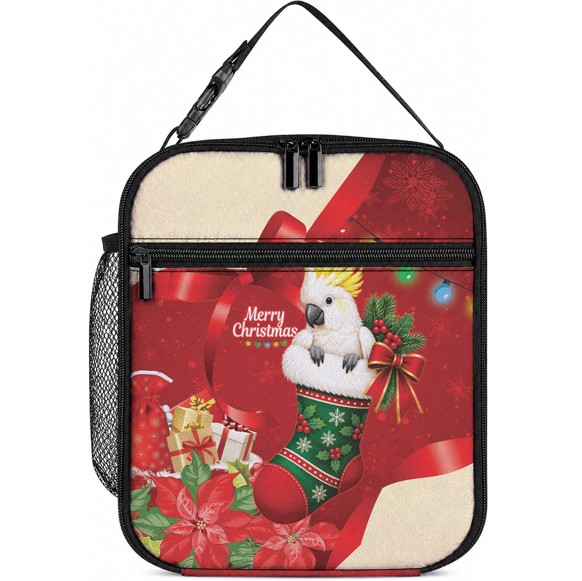 Sulphur-crested Cockatoo Christmas Australia Lunch Bag Aussie Xmas Sock Coquette Bow