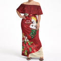 Sulphur-crested Cockatoo Christmas Australia Off Shoulder Maxi Dress Aussie Xmas Sock Coquette Bow