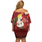 Sulphur-crested Cockatoo Christmas Australia Off Shoulder Short Dress Aussie Xmas Sock Coquette Bow
