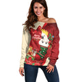 Sulphur-crested Cockatoo Christmas Australia Off Shoulder Sweater Aussie Xmas Sock Coquette Bow