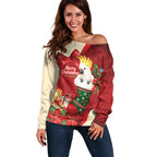 Sulphur-crested Cockatoo Christmas Australia Off Shoulder Sweater Aussie Xmas Sock Coquette Bow