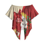Sulphur-crested Cockatoo Christmas Australia Off Shoulder Wrap Waist Top Aussie Xmas Sock Coquette Bow