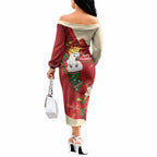 Sulphur-crested Cockatoo Christmas Australia Off The Shoulder Long Sleeve Dress Aussie Xmas Sock Coquette Bow