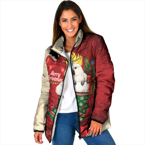 Sulphur-crested Cockatoo Christmas Australia Padded Jacket Aussie Xmas Sock Coquette Bow