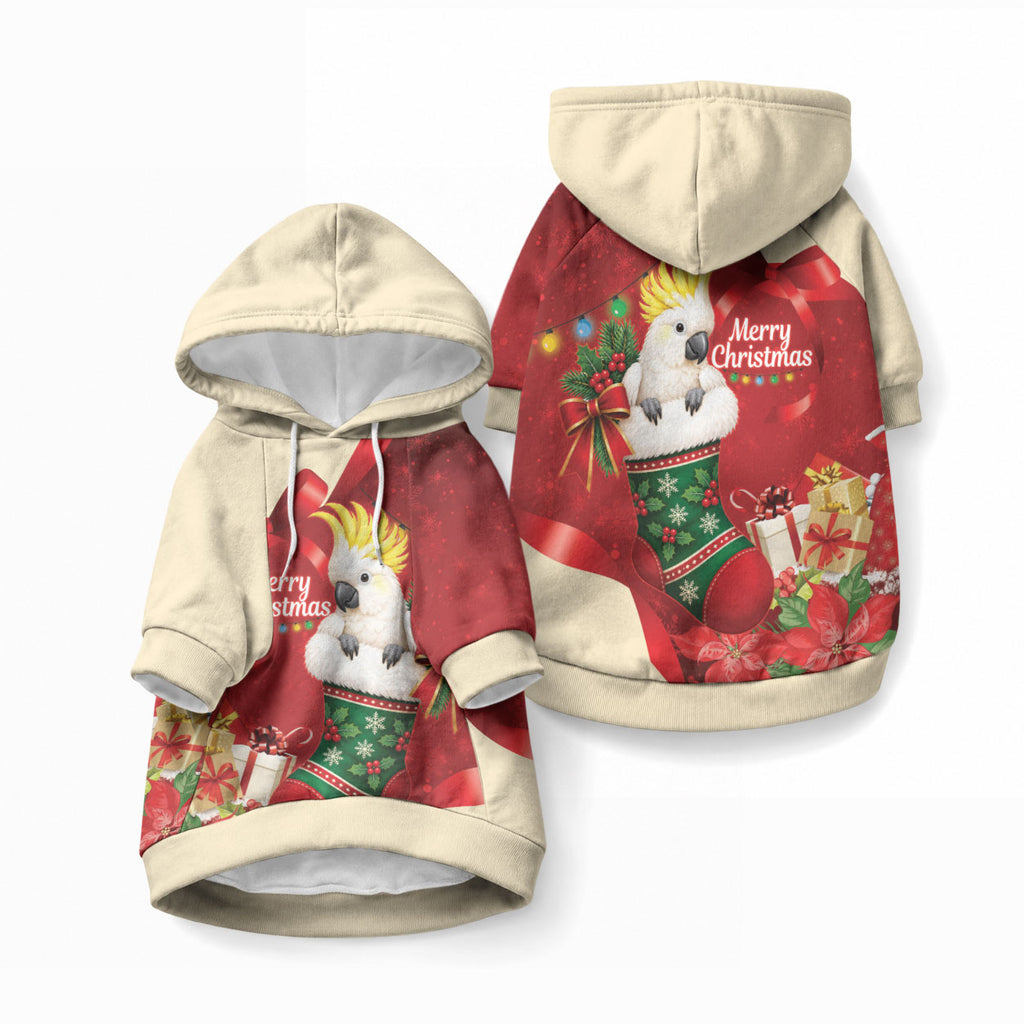 Sulphur-crested Cockatoo Christmas Australia Pet Hoodie Aussie Xmas Sock Coquette Bow