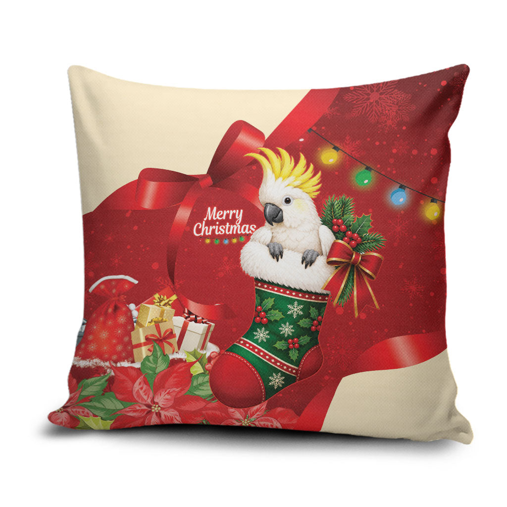 Sulphur-crested Cockatoo Christmas Australia Pillow Cover Aussie Xmas Sock Coquette Bow