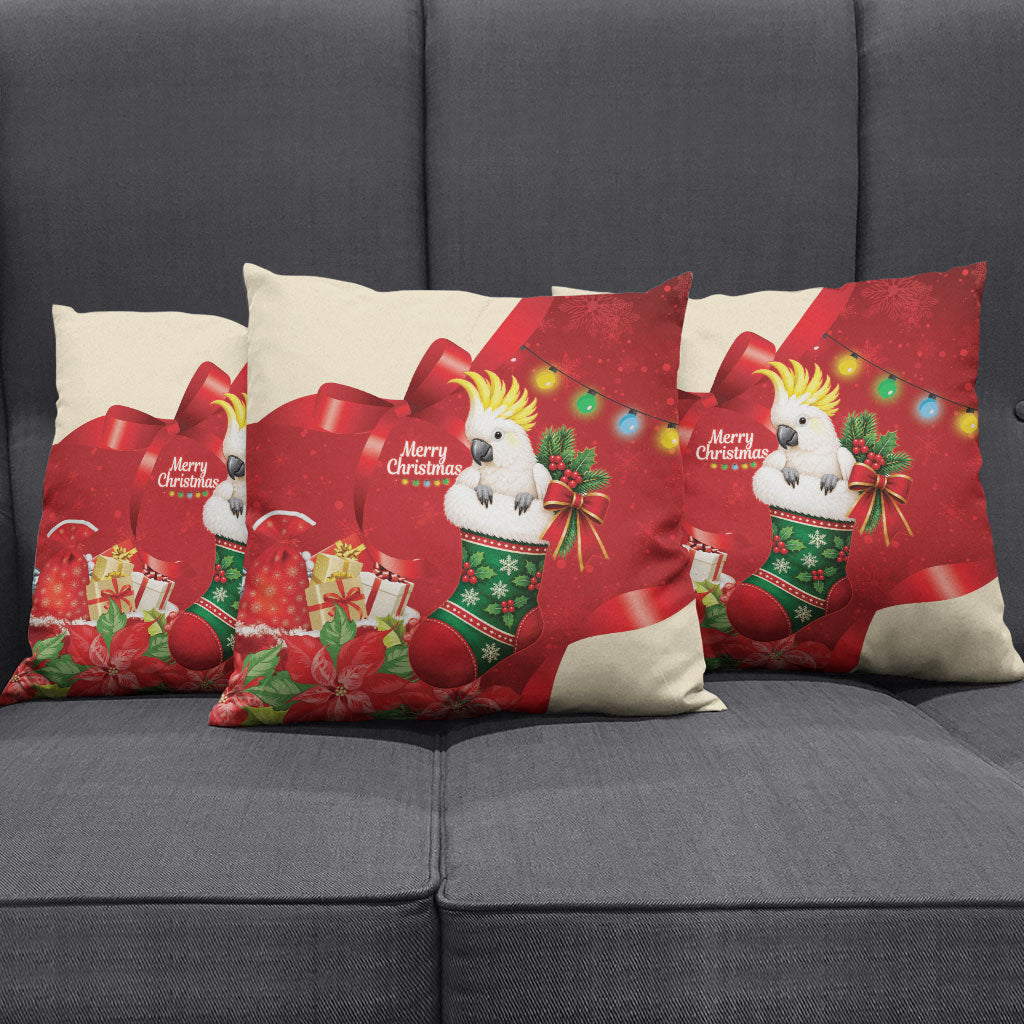 Sulphur-crested Cockatoo Christmas Australia Pillow Cover Aussie Xmas Sock Coquette Bow