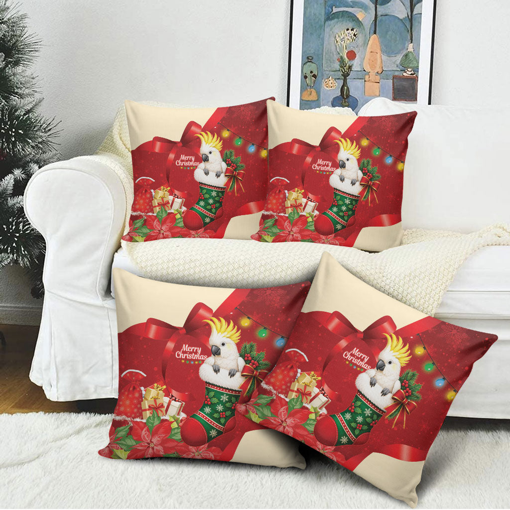 Sulphur-crested Cockatoo Christmas Australia Pillow Cover Aussie Xmas Sock Coquette Bow