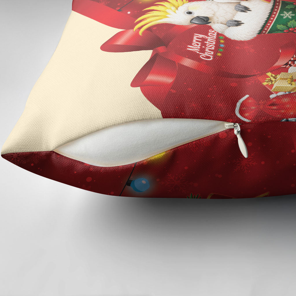 Sulphur-crested Cockatoo Christmas Australia Pillow Cover Aussie Xmas Sock Coquette Bow