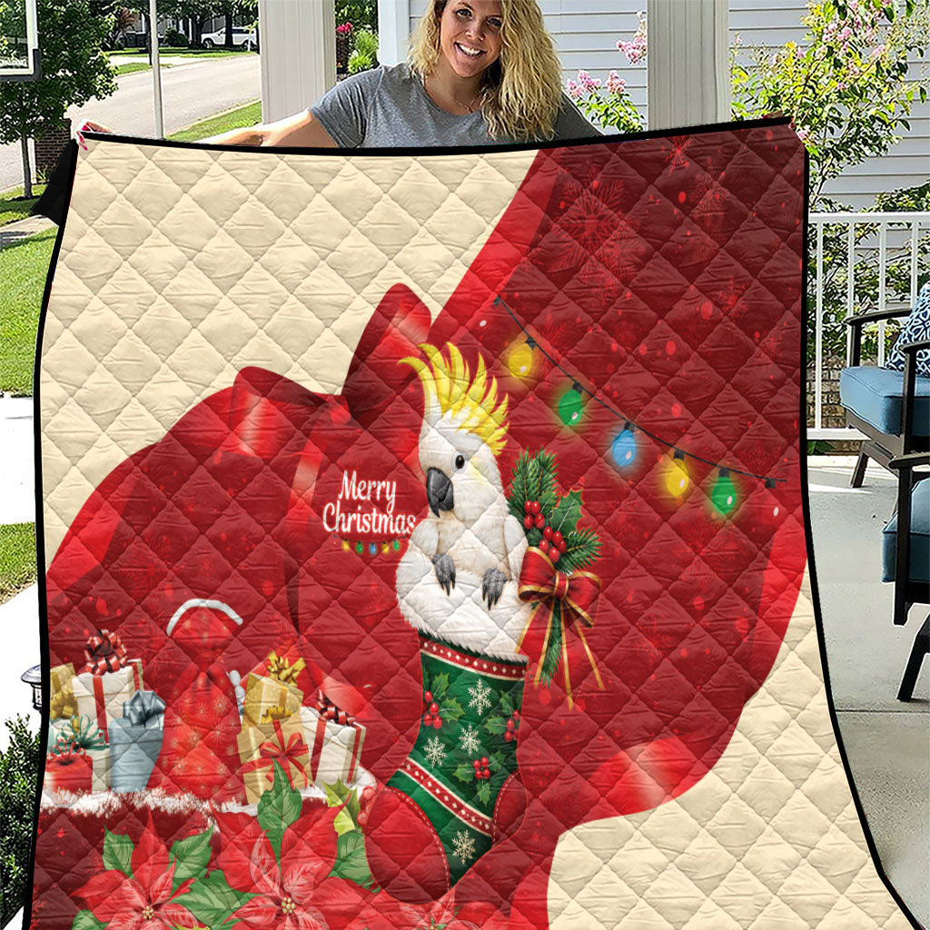 Sulphur-crested Cockatoo Christmas Australia Quilt Aussie Xmas Sock Coquette Bow