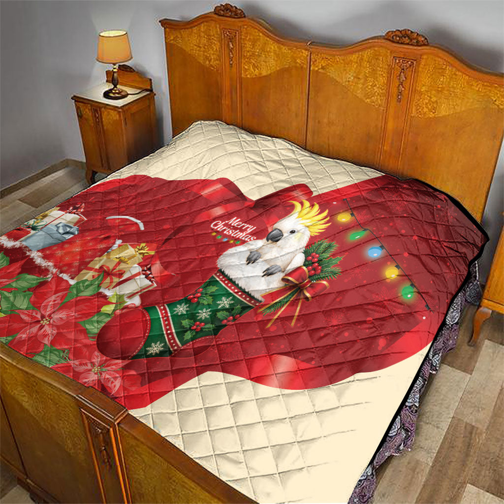 Sulphur-crested Cockatoo Christmas Australia Quilt Aussie Xmas Sock Coquette Bow