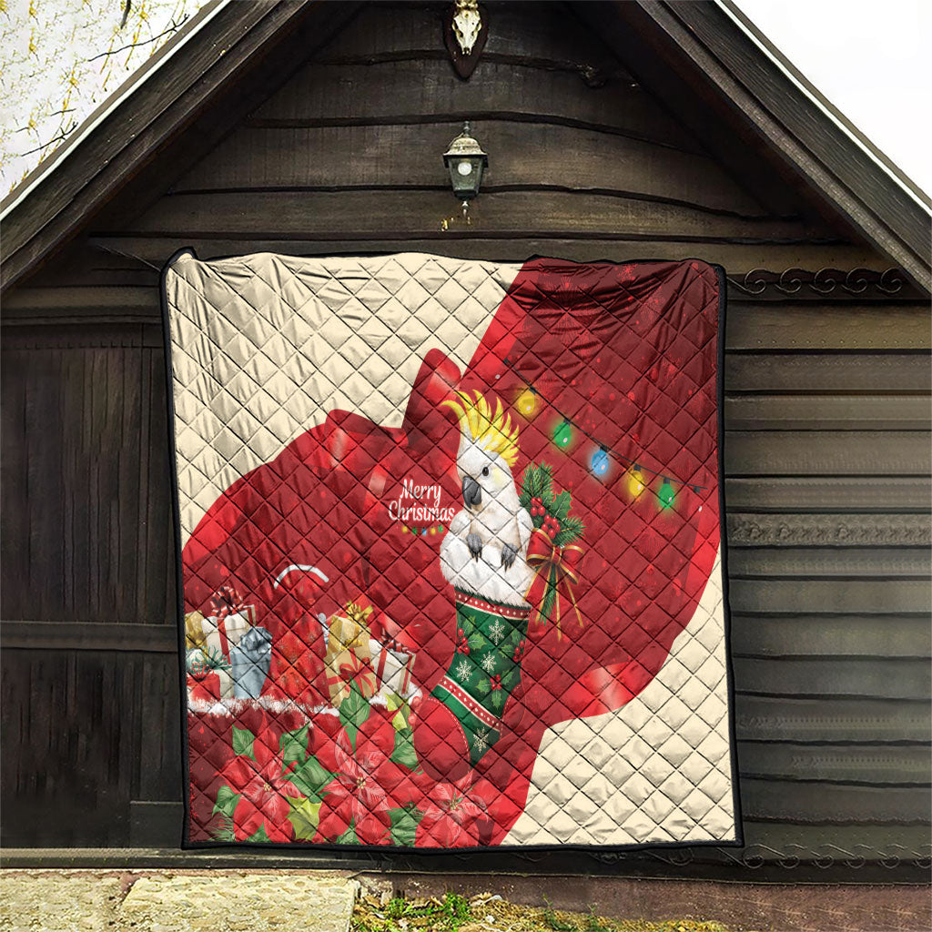 Sulphur-crested Cockatoo Christmas Australia Quilt Aussie Xmas Sock Coquette Bow