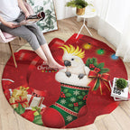 Sulphur-crested Cockatoo Christmas Australia Round Carpet Aussie Xmas Sock Coquette Bow